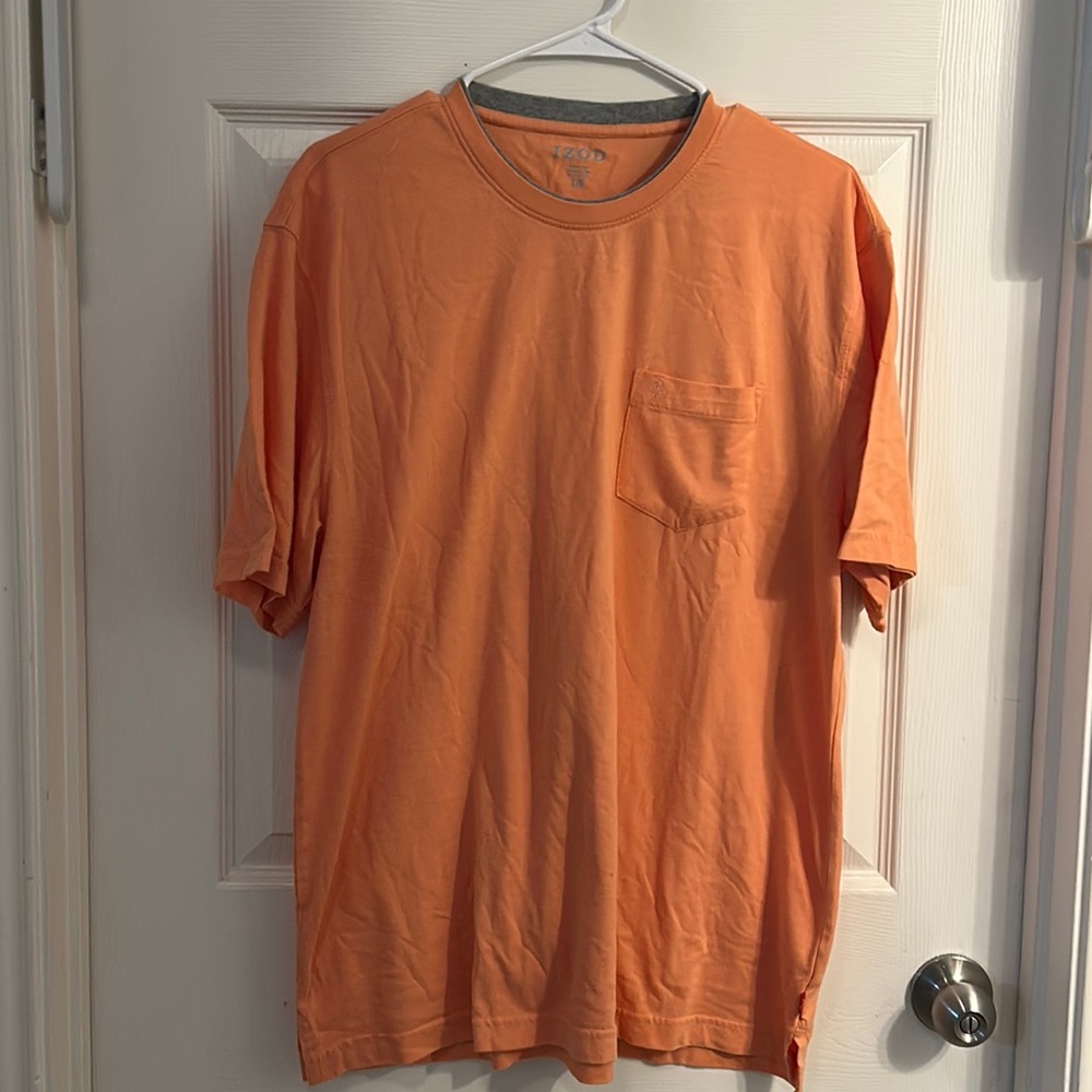 Mens L Izod Peach/Orange Tshirt‎ Shortsleeve